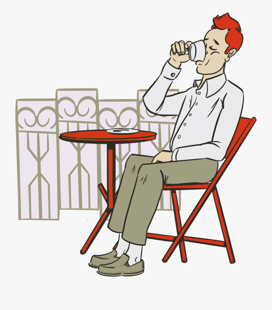 Enjoy A Coffee While You Wait - Sitting, Transparent Clipart