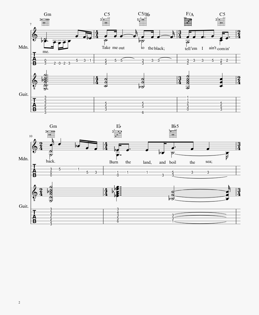 Clip Art Sheet Music For Guitar - Sheet Music, Transparent Clipart