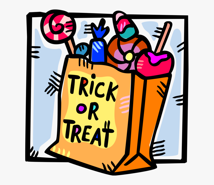 Vector Illustration Of Trick Or Treat Bag Of Halloween - Trick Or Treat Candy Clipart, Transparent Clipart