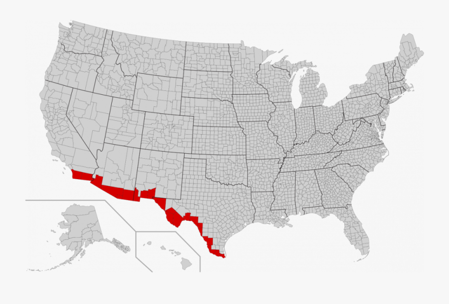 Mexico United States Border Printable Map And Capitals - 2016 Election District Map, Transparent Clipart