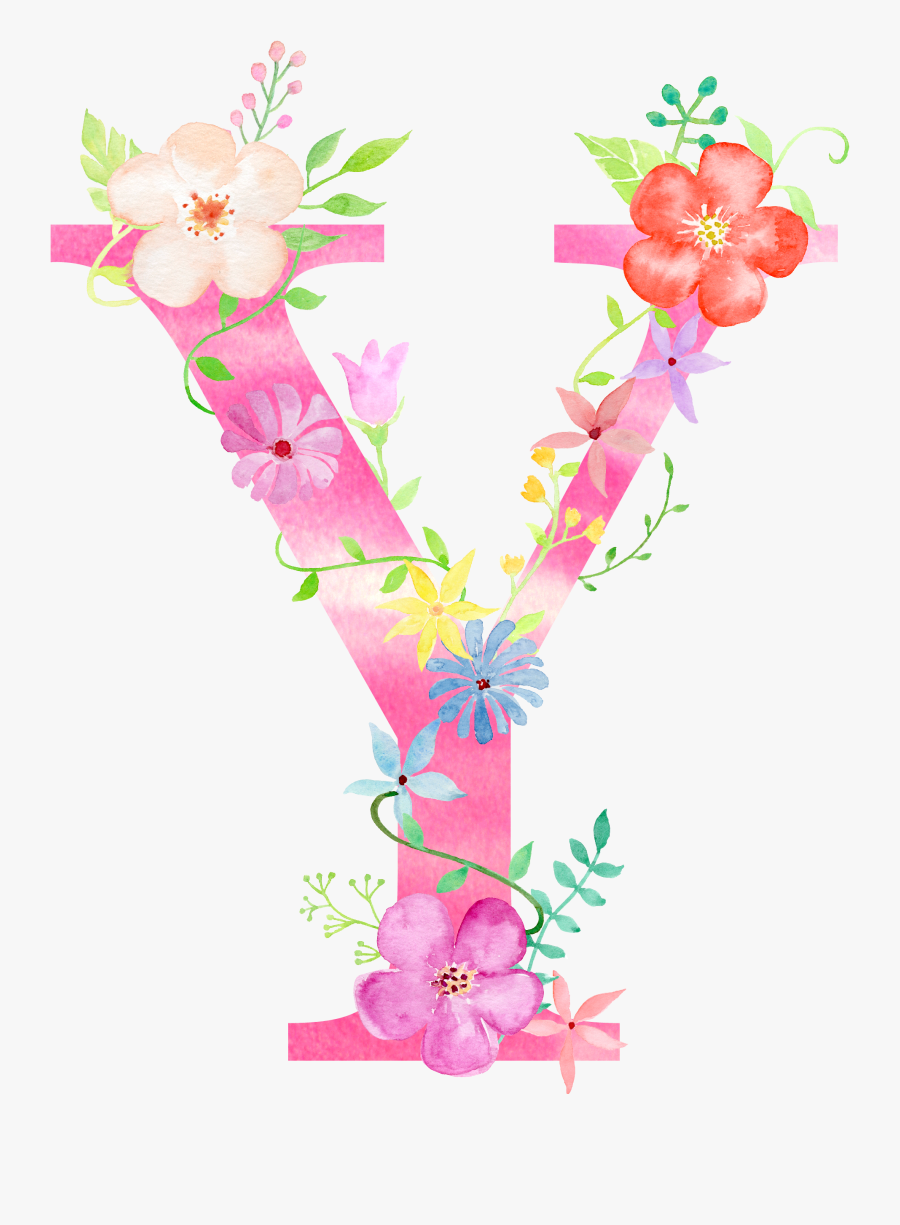 Watercolor Clipart Letters - Floral Font Letters, Transparent Clipart