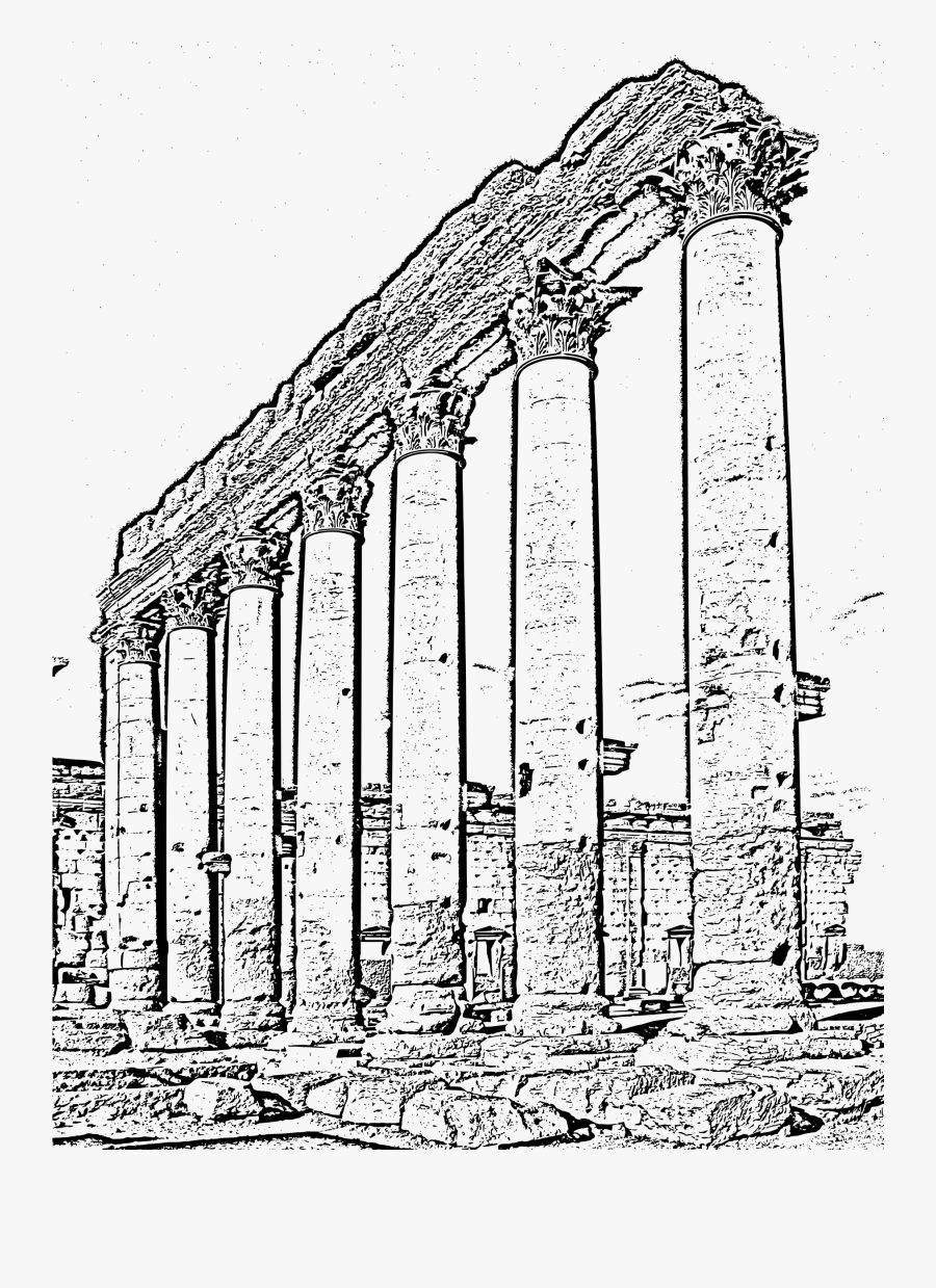 Temple Of Bell Street Clip Arts - Sketch Of Roman Ruins, Transparent Clipart