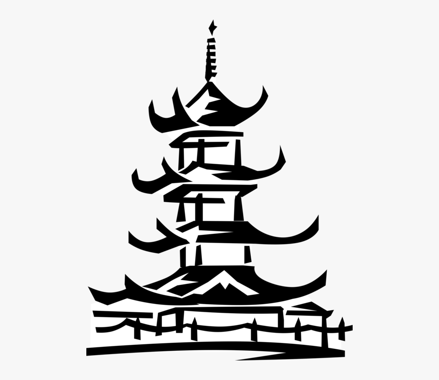 Pagoda Drawing Perspective - Japanese Temple Vector Png, Transparent Clipart