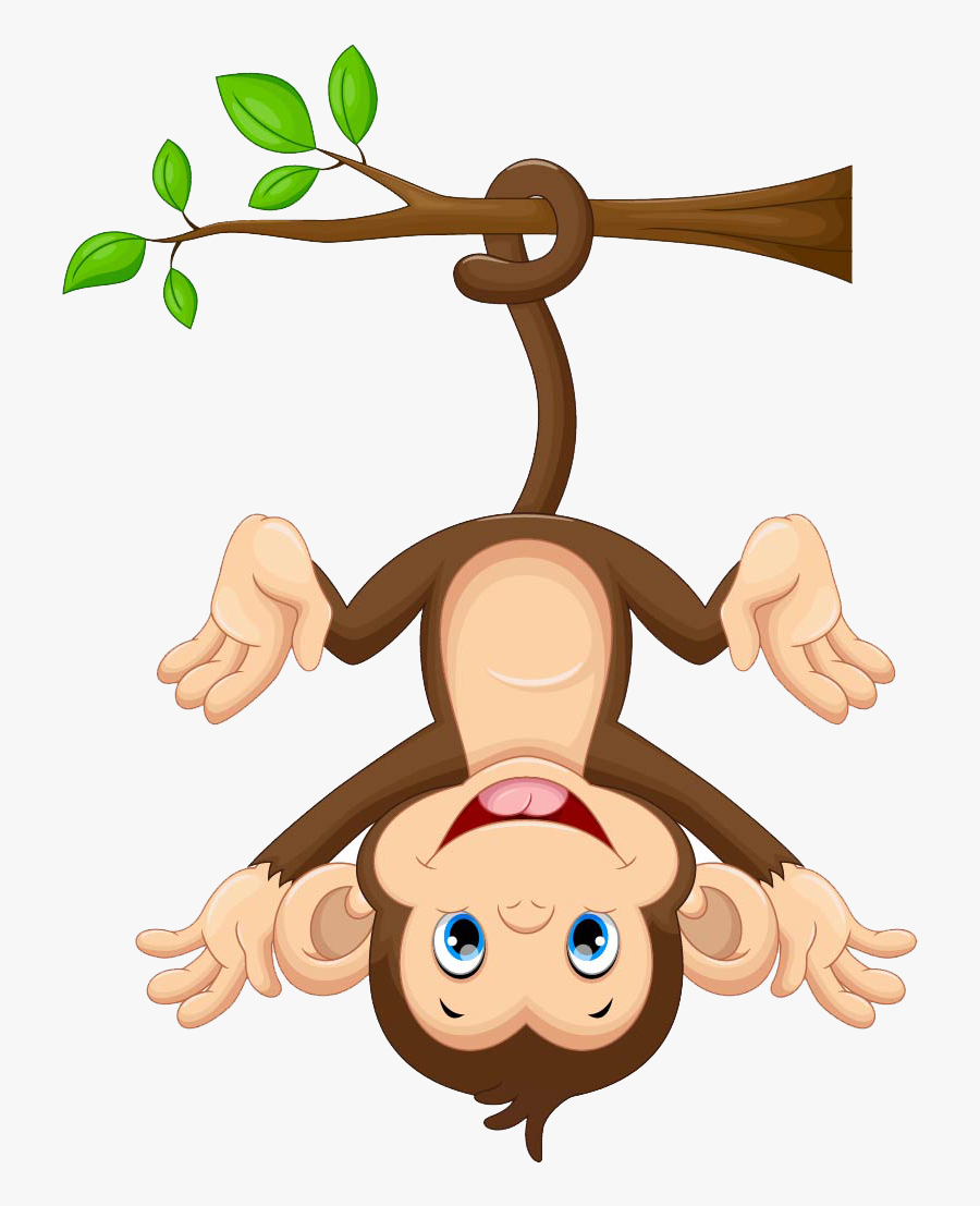 Transparent Swinging Clipart - Monkey Hanging From Tree Clipart, Transparent Clipart