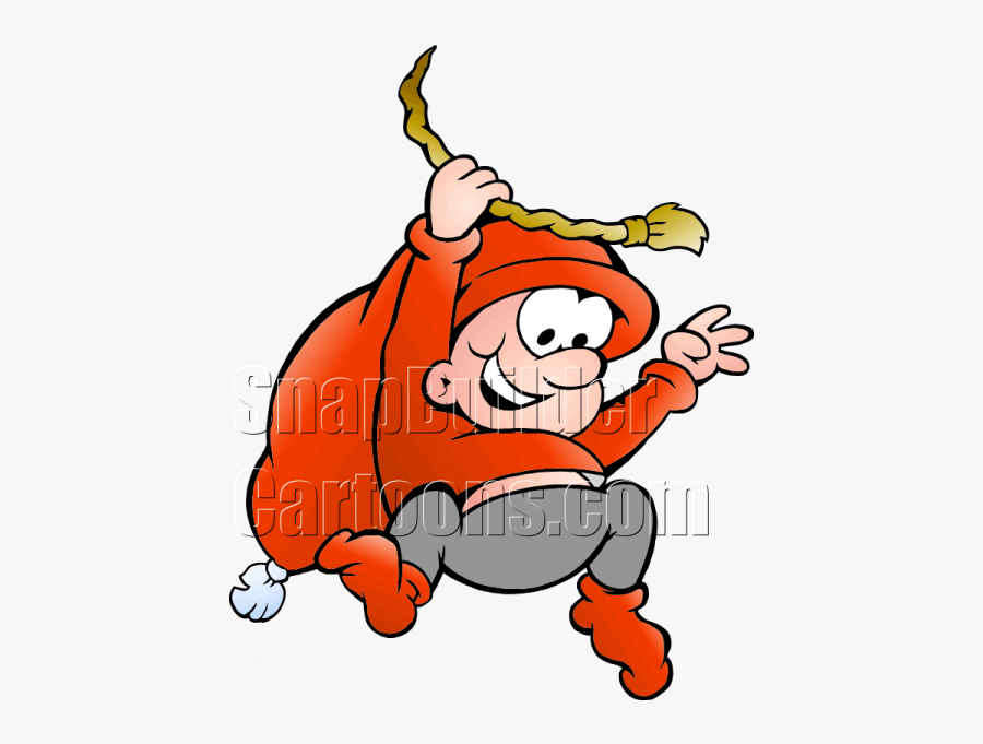 Christmas Elf Swinging On Gold Rope - Drillenisse, Transparent Clipart