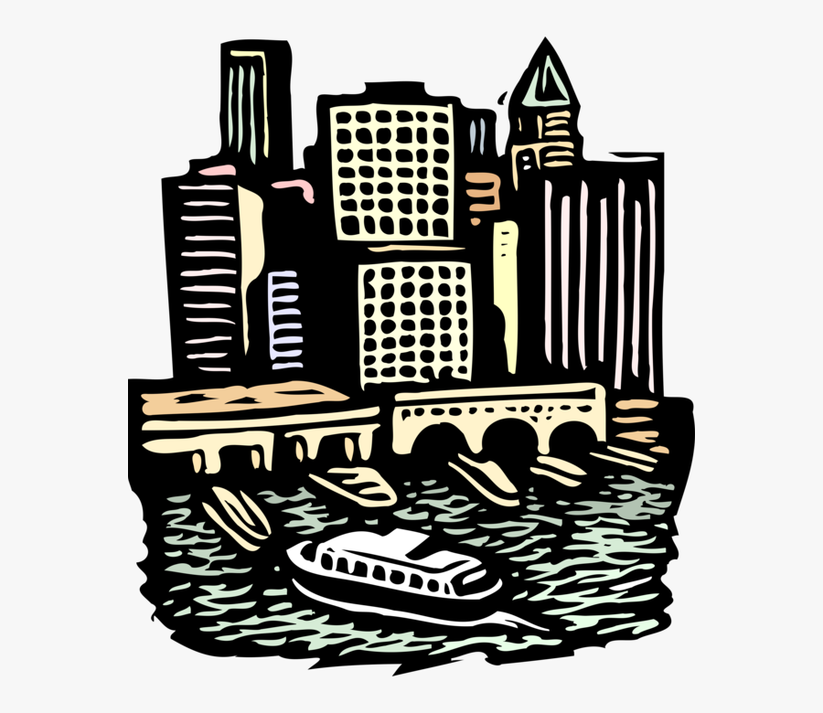 Vector Illustration Of Urban Metropolitan City Skyscrapers, Transparent Clipart