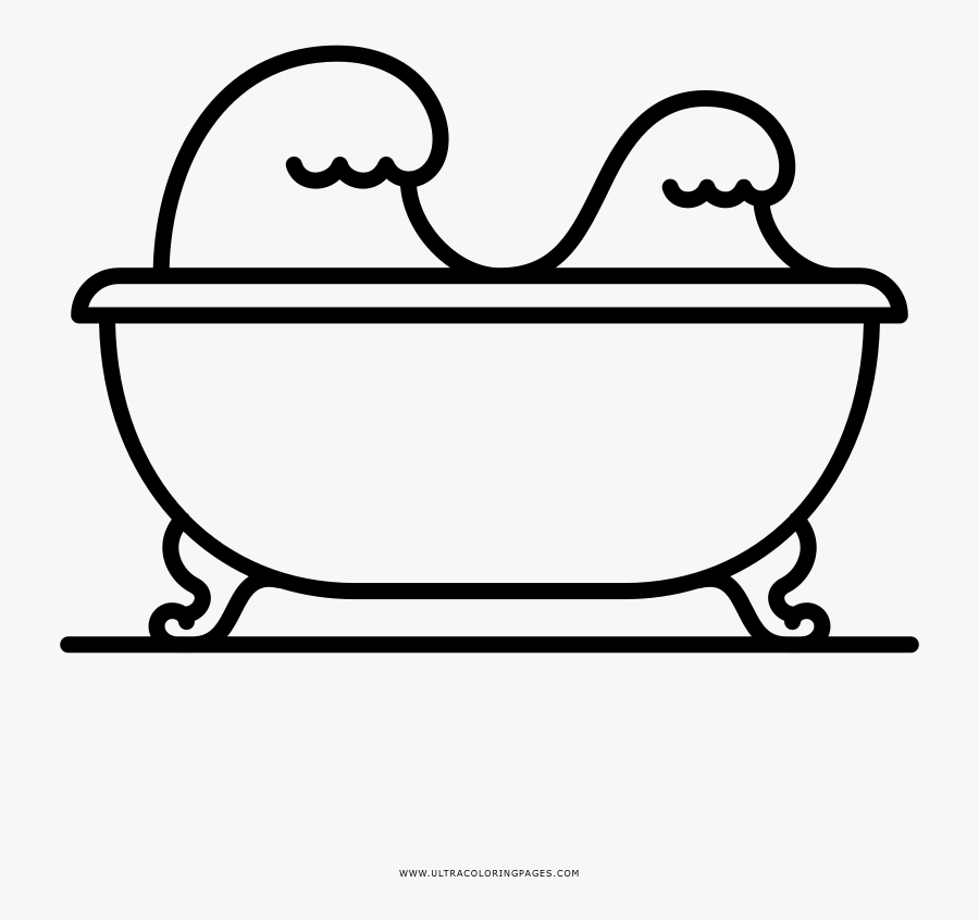 Bathtub Coloring Page - Line Art, Transparent Clipart