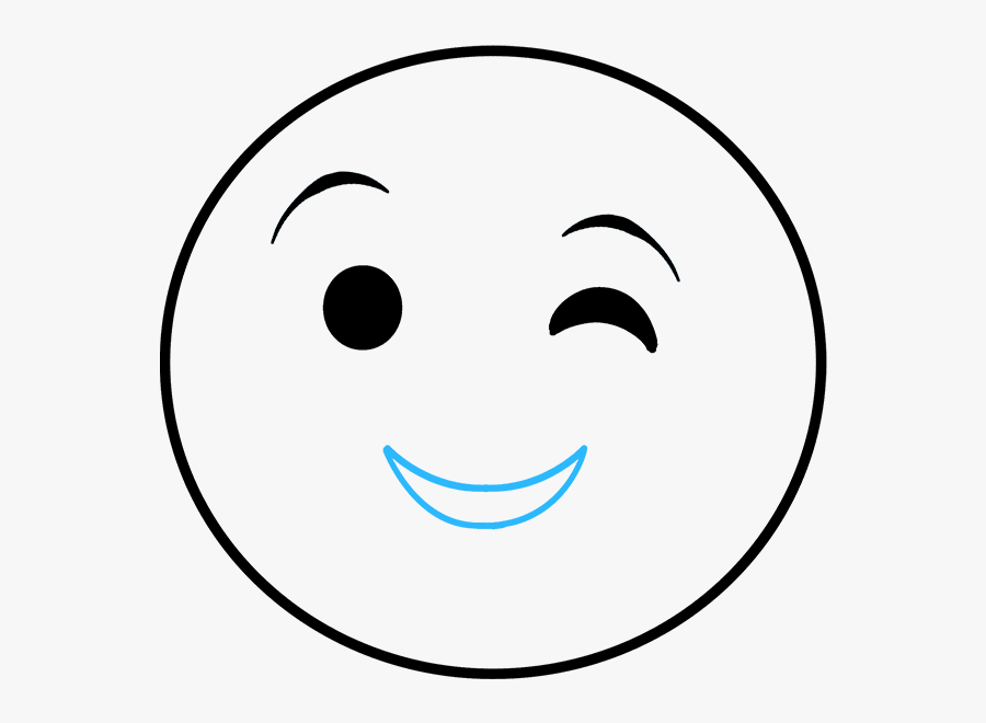 How To Draw Wink Emoji - Circle, Transparent Clipart