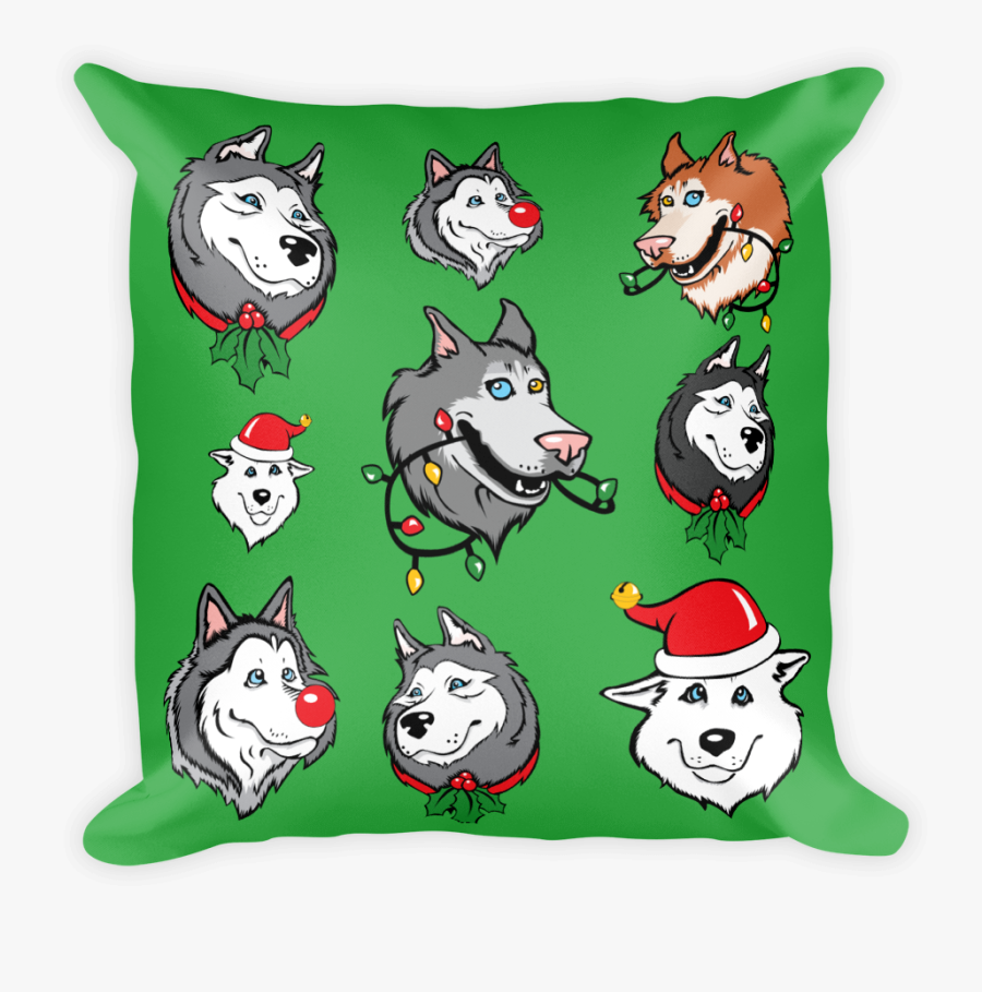 Siberian Husky Christmas, Holiday Large Square Throw - Canadian Eskimo Dog, Transparent Clipart