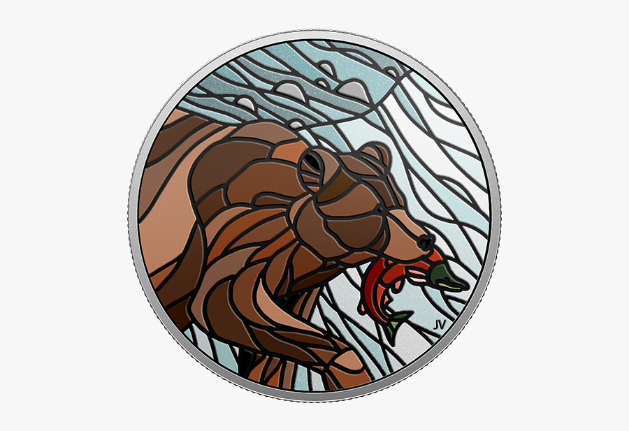 Canada Grizzly Bear Mosaic Coin, Transparent Clipart