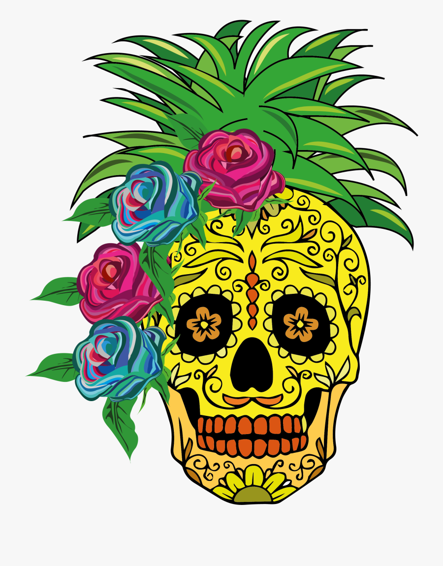 - Wall Tapestry Wall Art Skull Flower Print Bedroom - Skull, Transparent Clipart