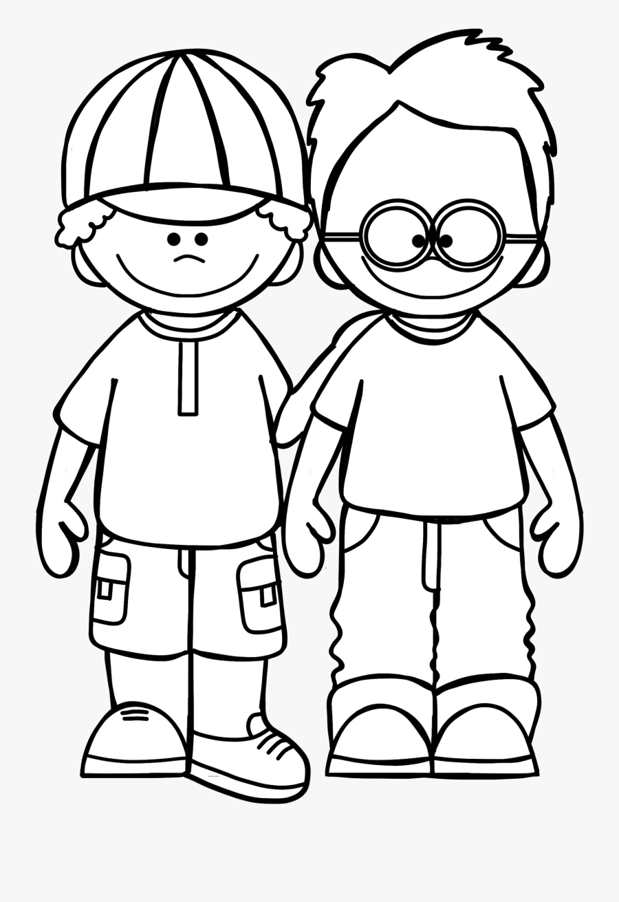 Boy Buddies Blackline School Counselor World - Cartoon, Transparent Clipart