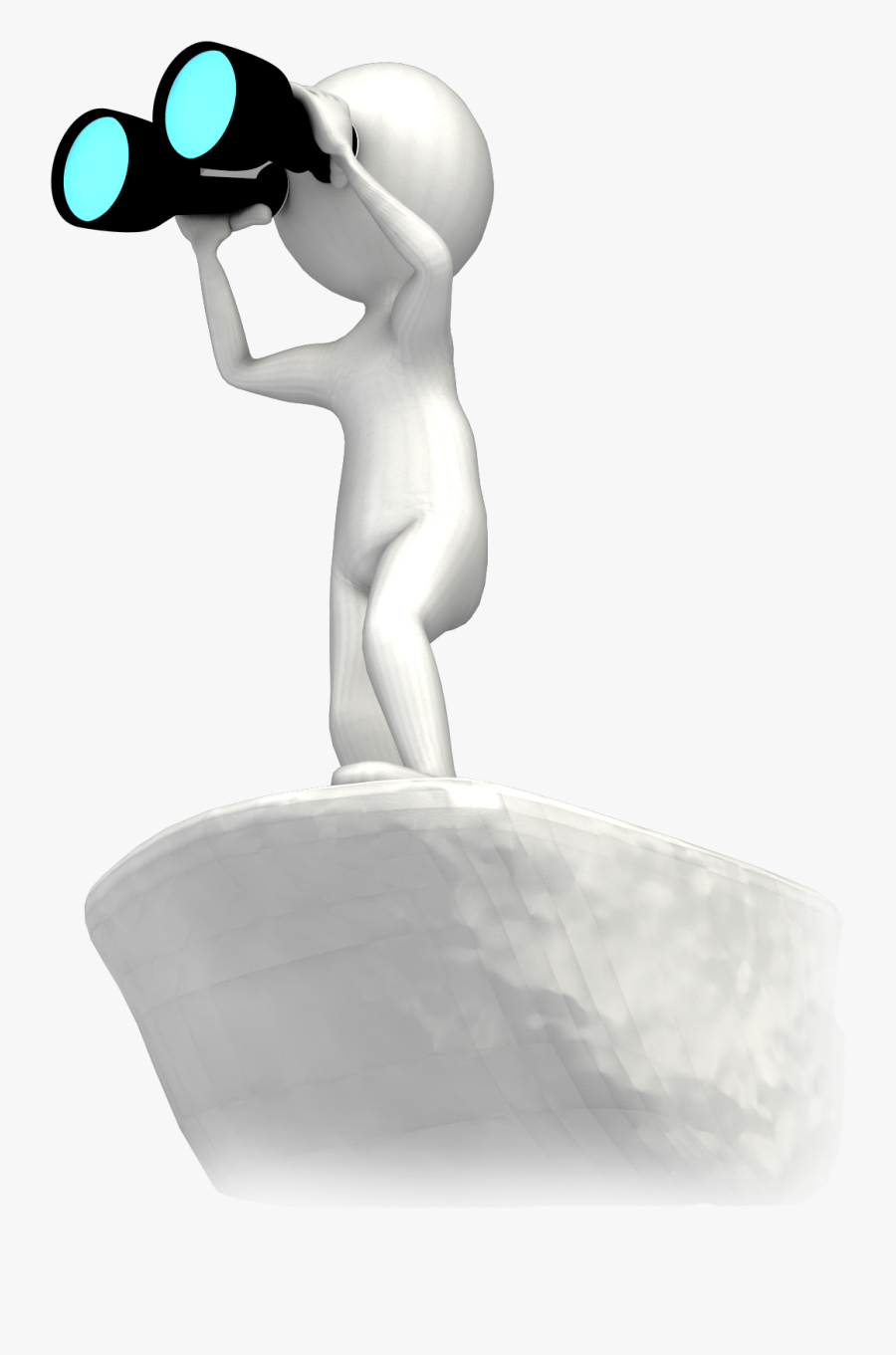 Stick Figure Looking Off A Cliff With Binoculars 1600 - Cartoon Looking To The Future, Transparent Clipart