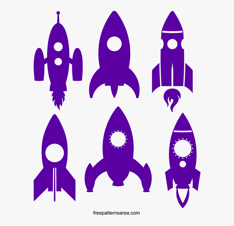 Rocket Spaceship Clipart Vector - Stencil Black And White, Transparent Clipart