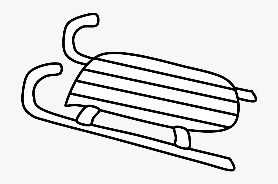 Sled, Black And White - Line Art, Transparent Clipart