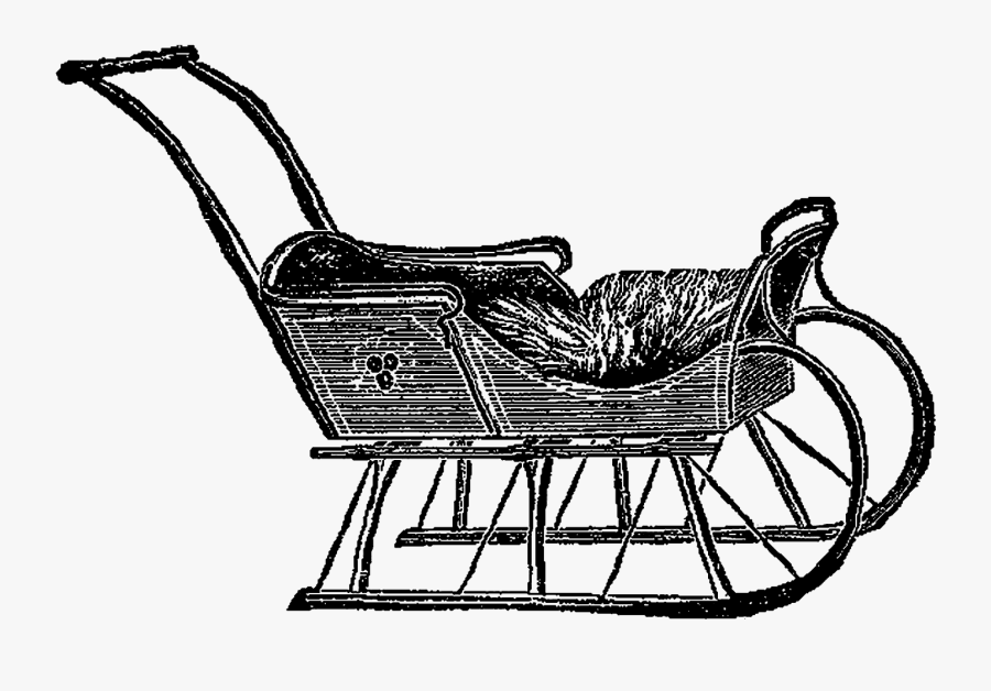 Clip Art Child Vintage 1913 Wood Sleigh - Shopping Cart, Transparent Clipart