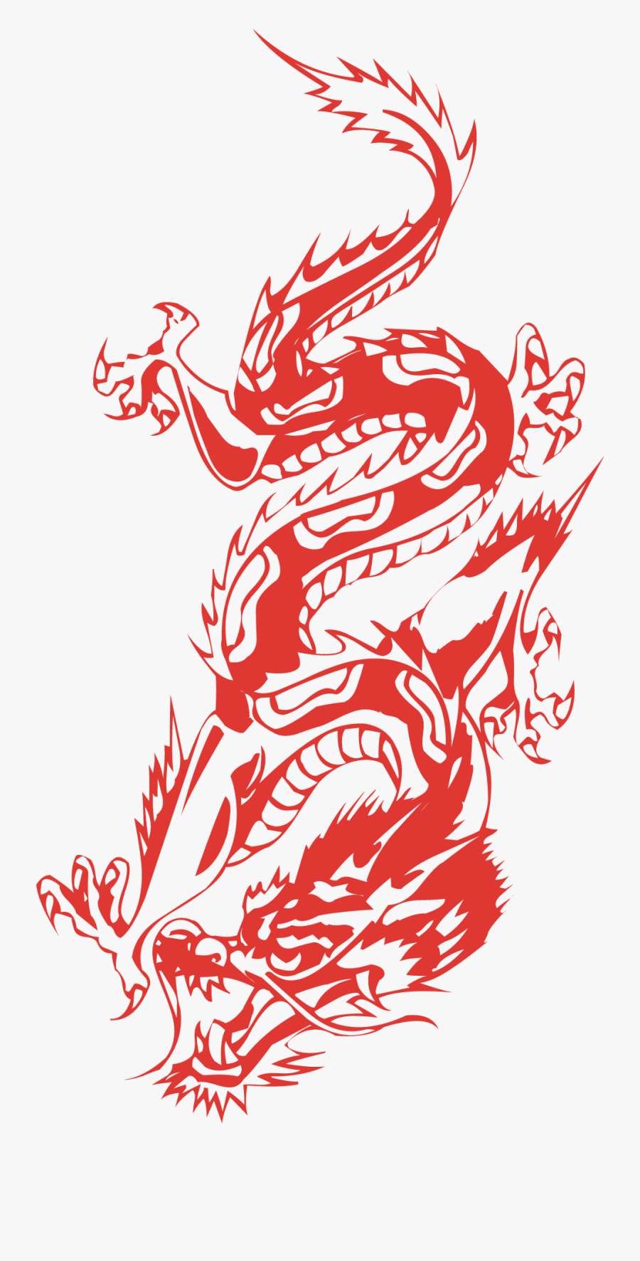 Japanese Dragon Clip Art Hand Painted Style - Red Japanese Dragon Art, Transparent Clipart