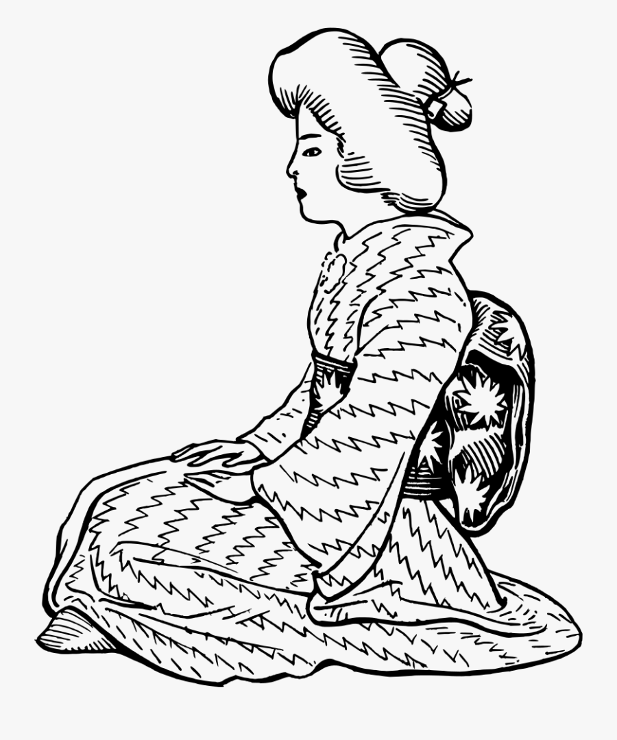 Japanese Lady - Japanese Clipart Black And White, Transparent Clipart