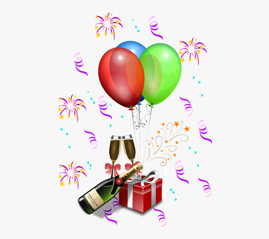 Champagne Clipart Anniversary - Wine With Balloons Png, Transparent Clipart
