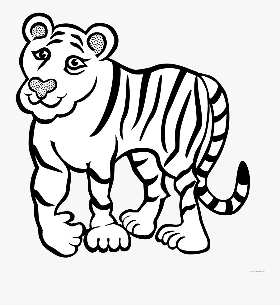 Tiger Outline Animal Free Black White Clipart Images - Line Art Of Tiger, Transparent Clipart