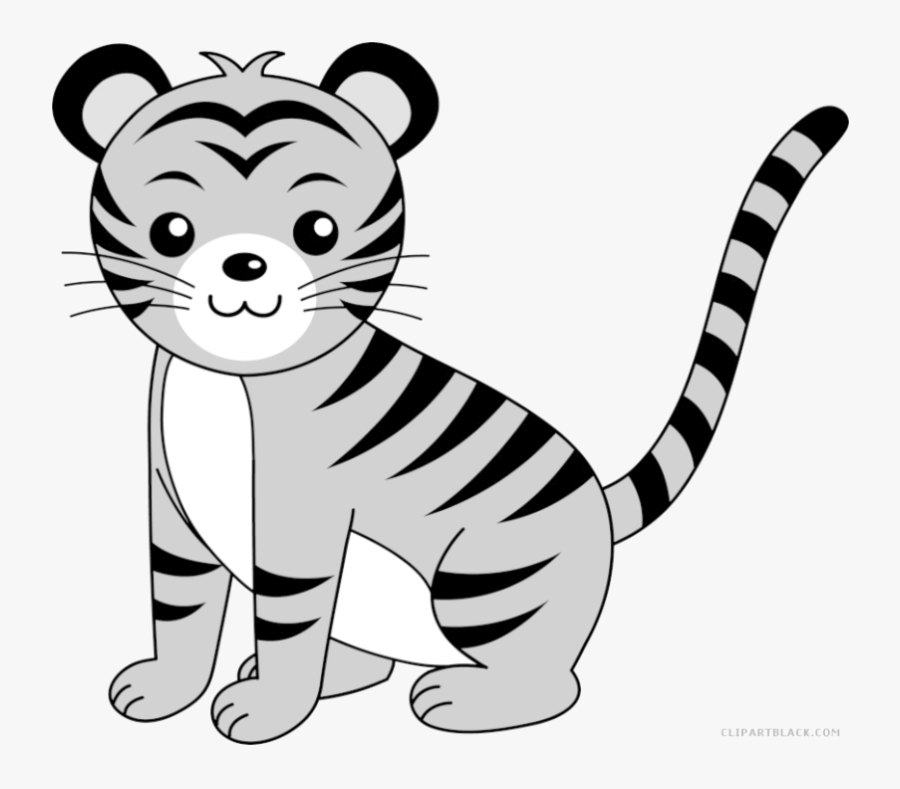 Easy Cute Tiger Animal Free Black White Clipart Images - Cute Tiger Drawing Easy, Transparent Clipart