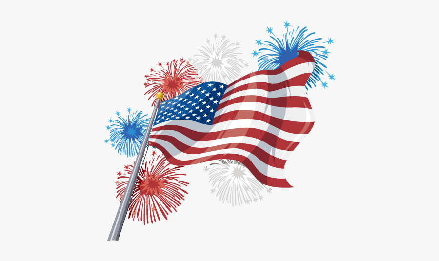 Clip Art American Flag And Fireworks - July 4th Fireworks Png, Transparent Clipart