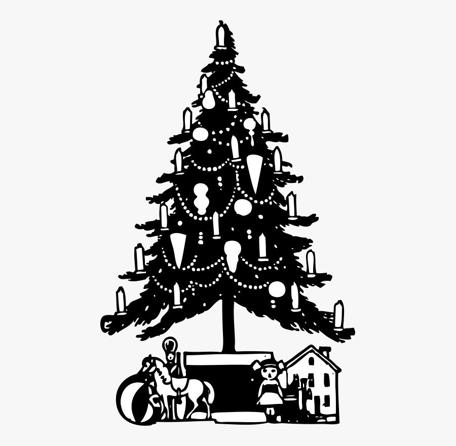 Christmas Tree - Christmas Tree Png Black And White, Transparent Clipart