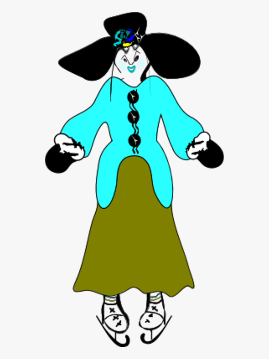 Lady Wearing Hat And Ice Skating Shoes - Clip Art, Transparent Clipart