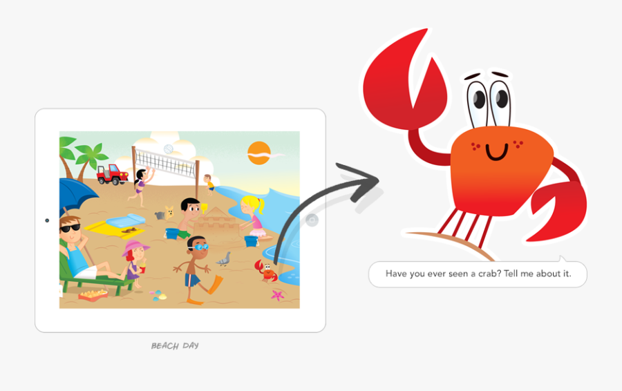 Detailed Images & Language Prompts - Speech Therapy Beach Scene, Transparent Clipart