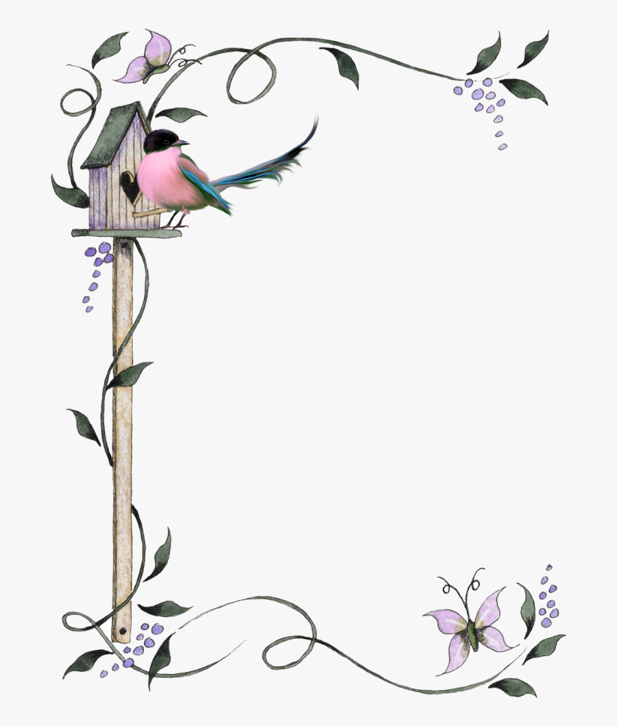 #mq #pink #bird #birdhouse #grame #frames #border #borders - Bird Border, Transparent Clipart