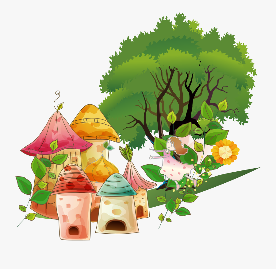 Tree Cartoon Drawing - Vẽ Ngôi Nhà Dễ Thương, Transparent Clipart