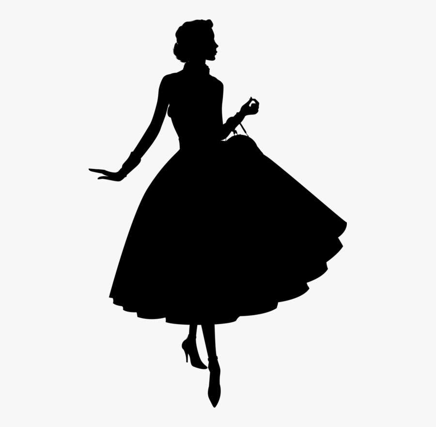Dress Silhouette Women - Silhouette Lady In Dress, Transparent Clipart