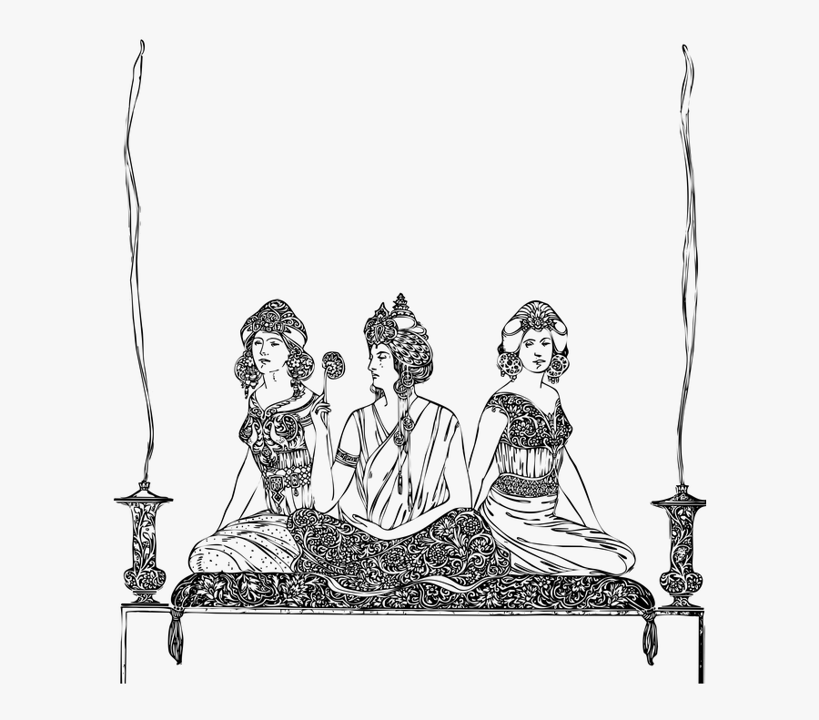Line Art, Three Women, Oriental, Women, Sitting, Female - Sitting, Transparent Clipart