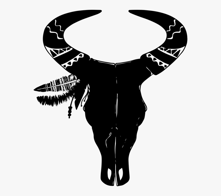 Animal Skull, Boho, Ethnic, Southwestern, Cowboy - Silueta Vaquero Y Vaquera, Transparent Clipart