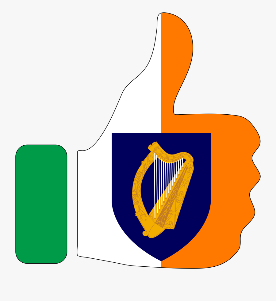 Thumbs Up Ireland With Stroke And Coat Of Arms Clip - Герб Та Прапор Ирландии, Transparent Clipart