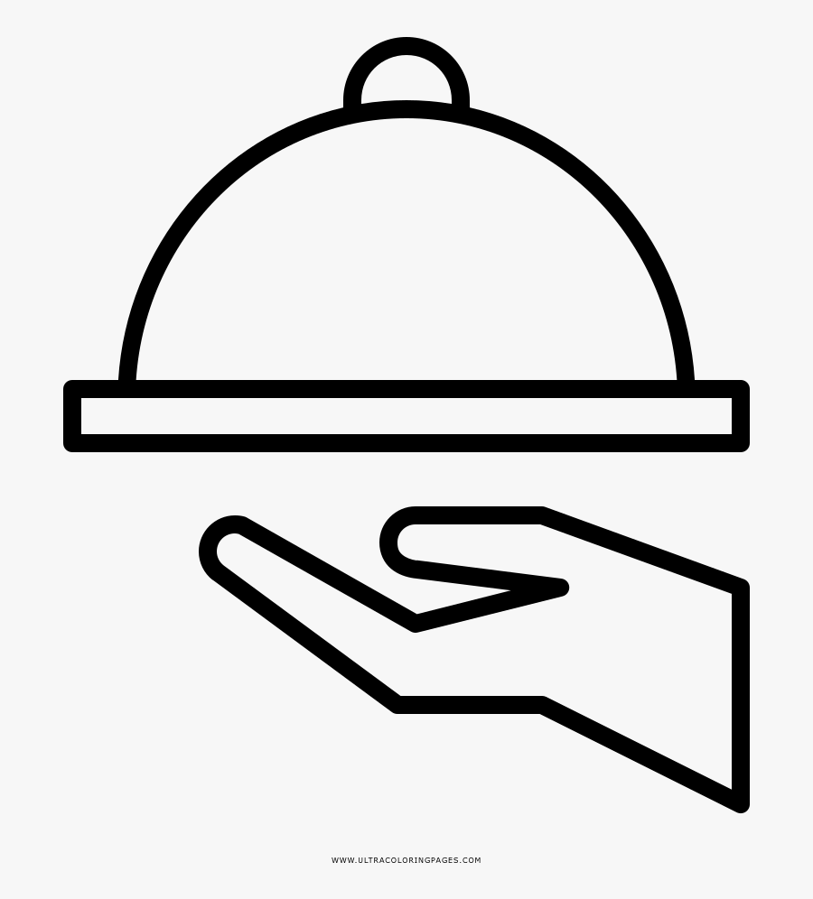 Waiter Coloring Page - Vector Catering Icon, Transparent Clipart
