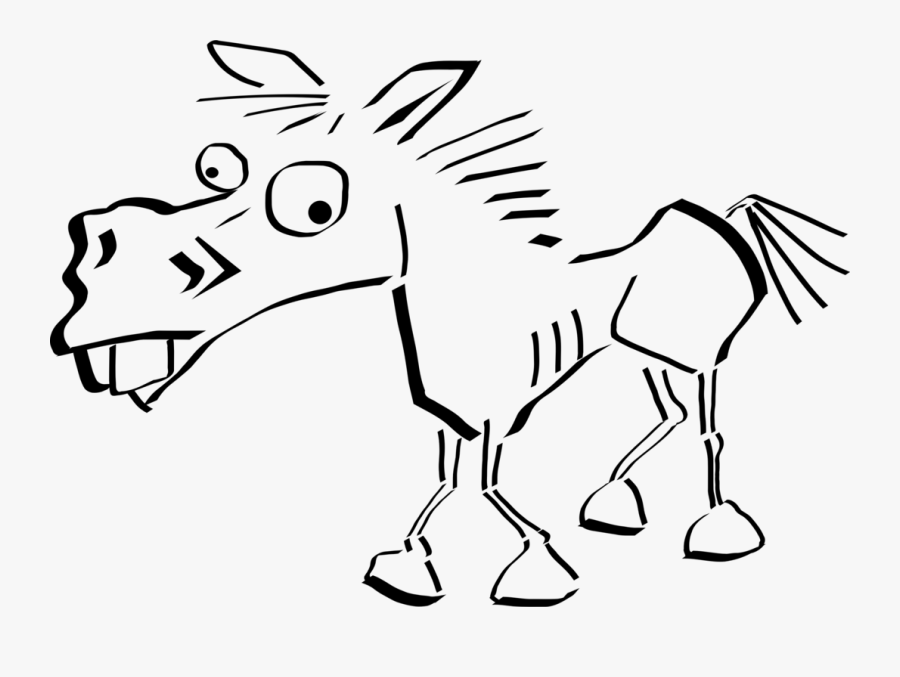 Donkey,pony,monochrome Photography - Cartoon Horse Line Art, Transparent Clipart