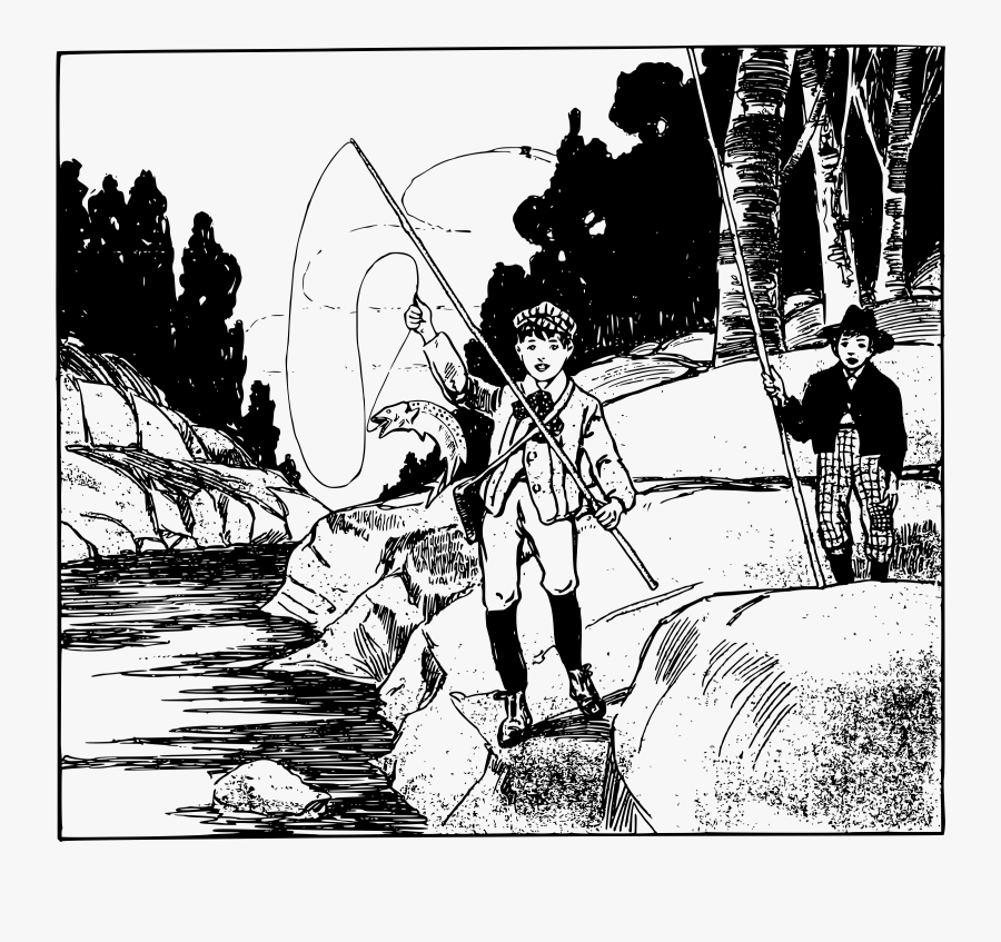 Goin Fishing Clip Arts - Fishing Drawing Black And White, Transparent Clipart