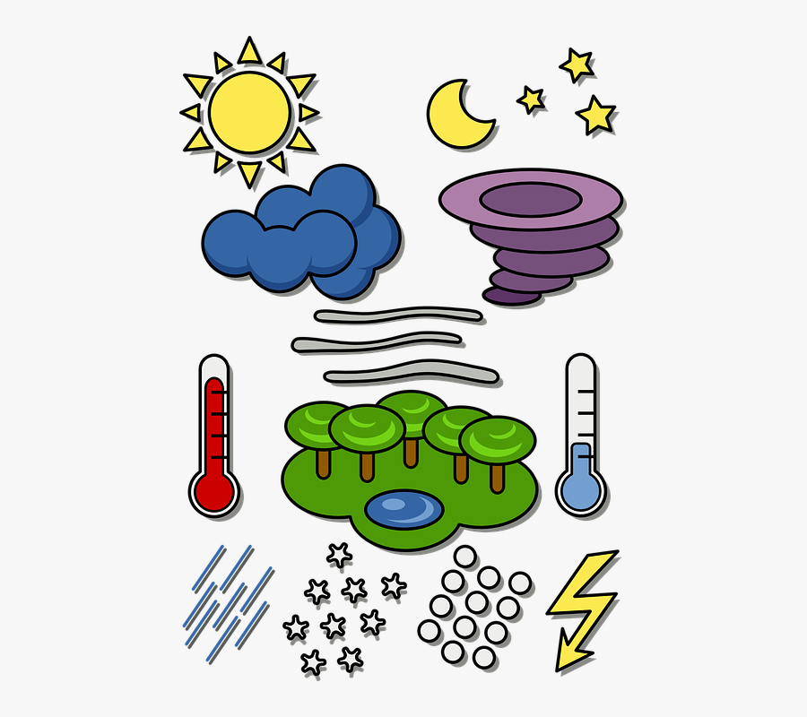 Weather, Symbols, Temperature, Rain, Snow, Lightning - Weather Chart, Transparent Clipart