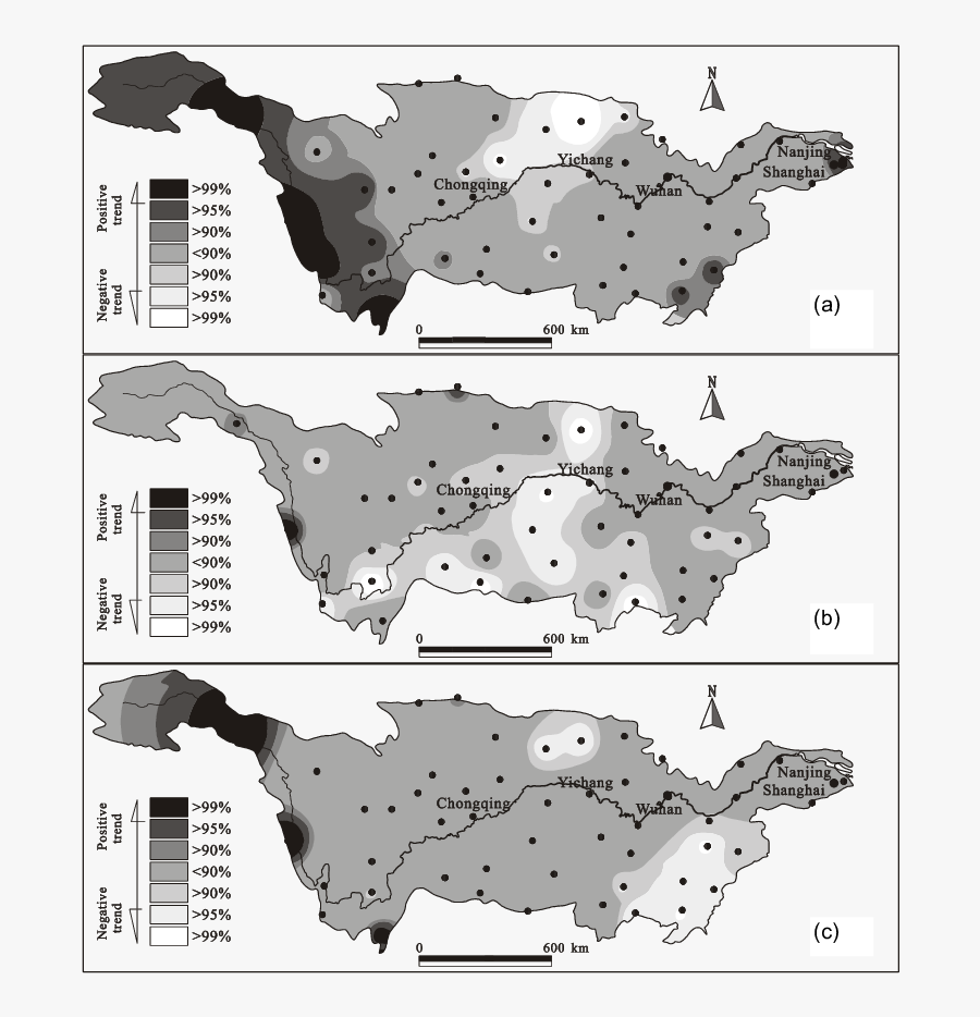 Spatial Distribution Of Mann-kendall Changing Trends, Transparent Clipart