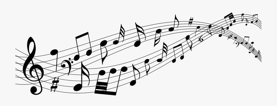 Line Art,angle,monochrome Photography - Music Notes Flowing Png, Transparent Clipart
