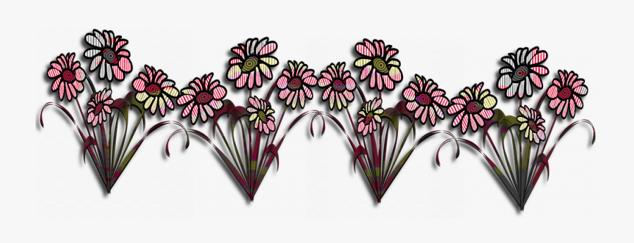 Daisies, Fall, Harvest, Line, Border, Design, Stamp - Gilliflower, Transparent Clipart