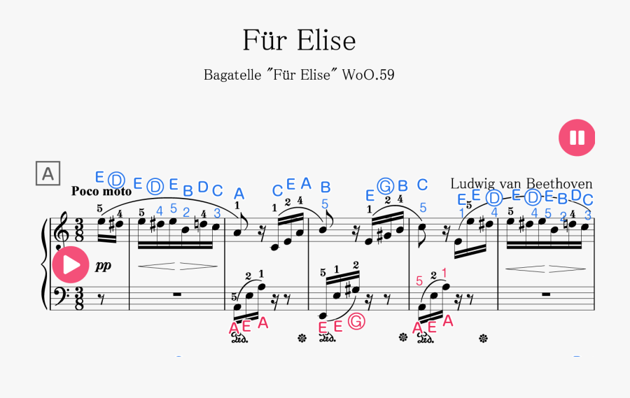 Für Elise Sheet Music For Piano (original - Fur Elise With Letters, Transparent Clipart
