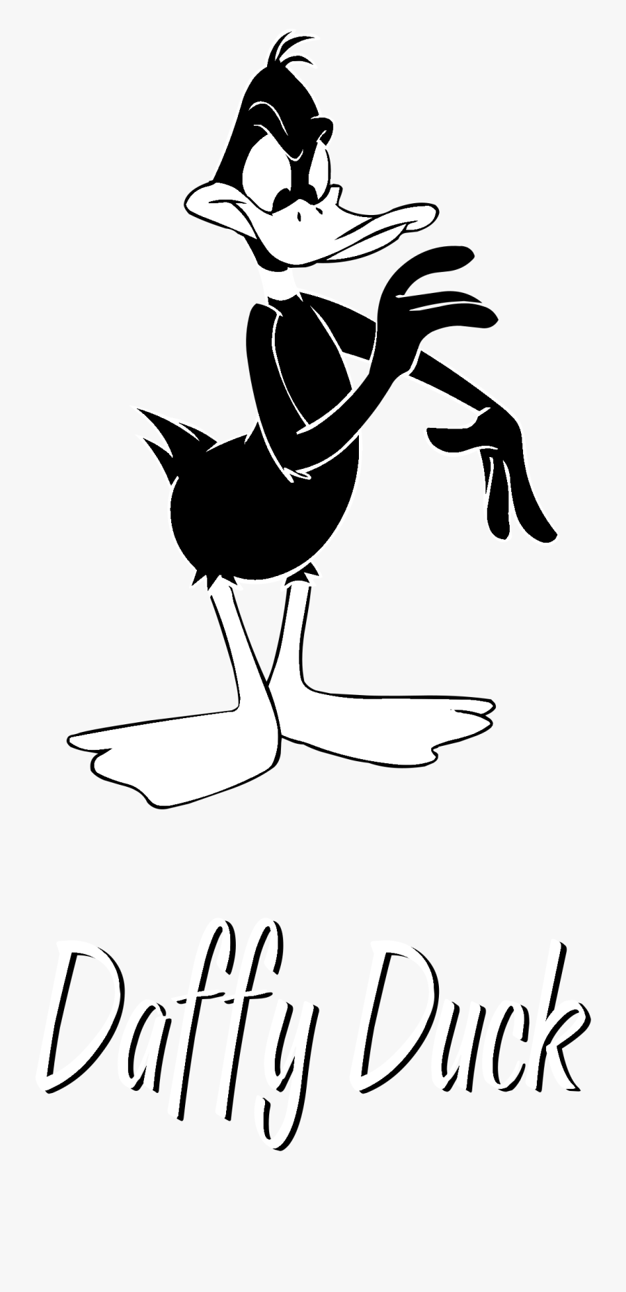 Daffy Duck Logo Black And White - Daffy Duck Mickey Mouse Donald Duck, Transparent Clipart
