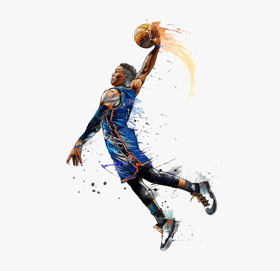 Nba Drawing Wallpaper Transparent Png Clipart Free Russell Westbrook Dunk Art Free Transparent Clipart Clipartkey