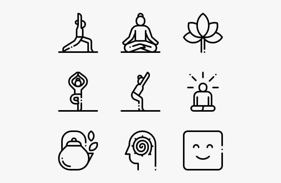 Yoga And Mindfulness - Line Art, Transparent Clipart