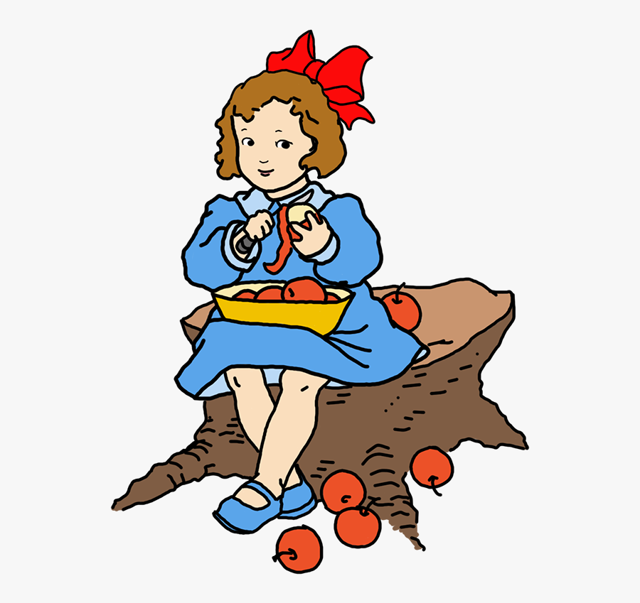 Girl Peeling Orange Clipart, Transparent Clipart