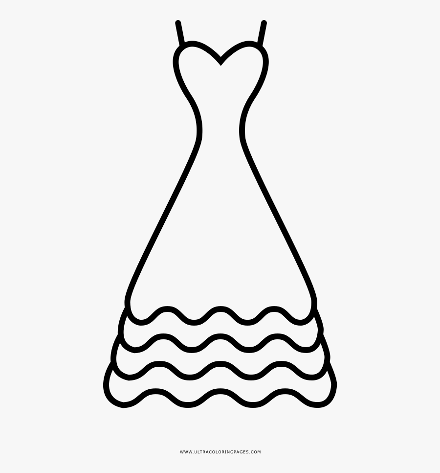 Wedding Dress Coloring Page, Transparent Clipart