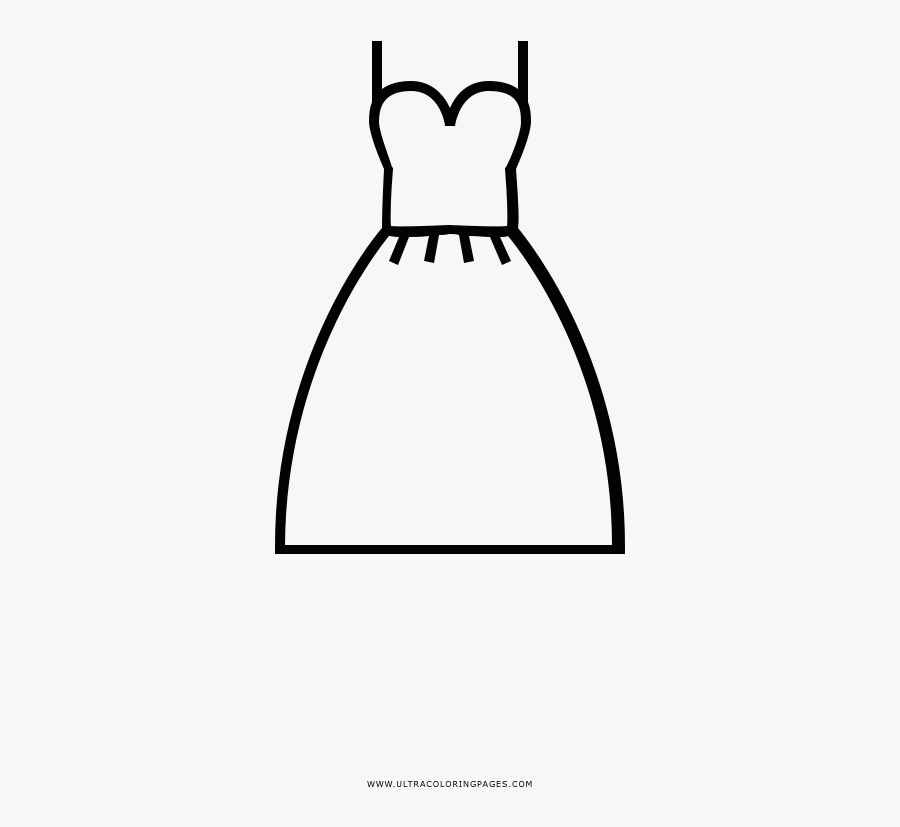 Wedding Dress Coloring Page - Line Art, Transparent Clipart