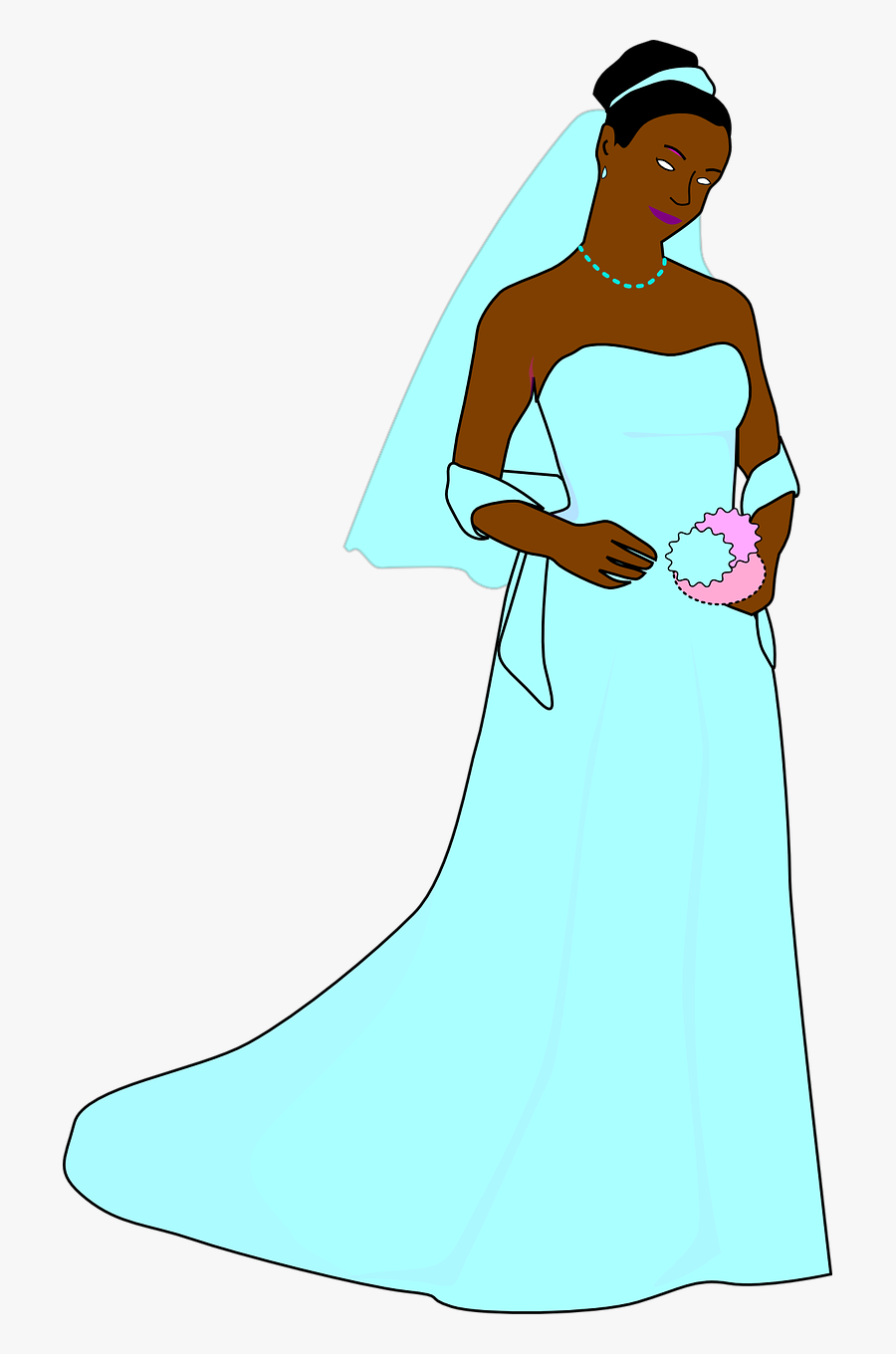 Wedding, Bride, Dress, White, Veil, Bouquet - Illustration, Transparent Clipart